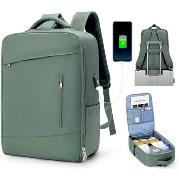 Laptop Travel Backpack USB Charging Port, Waterproof Flight Approved
